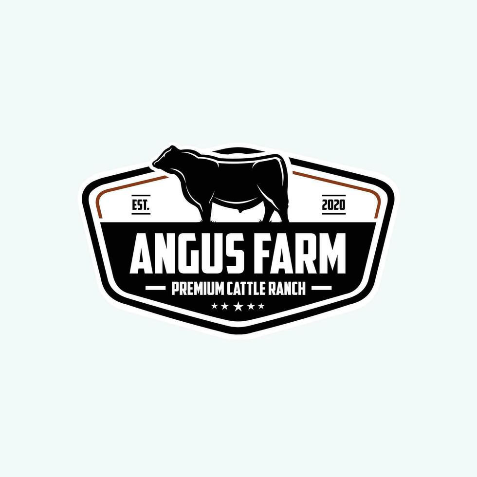 Angus Farm Cattle Ranch Logo. Emblem Badge Vector Isolated. Best for Livestock Related Industry