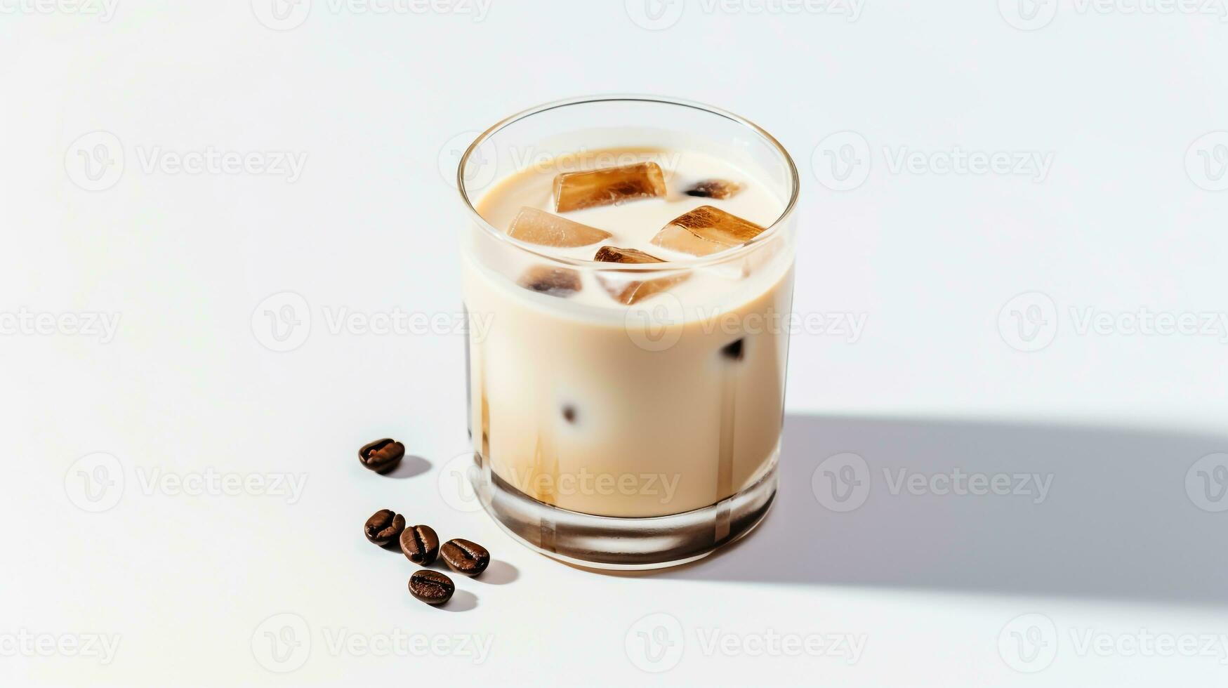 Photo of a White Russian isolated on flat white background. Generative AI