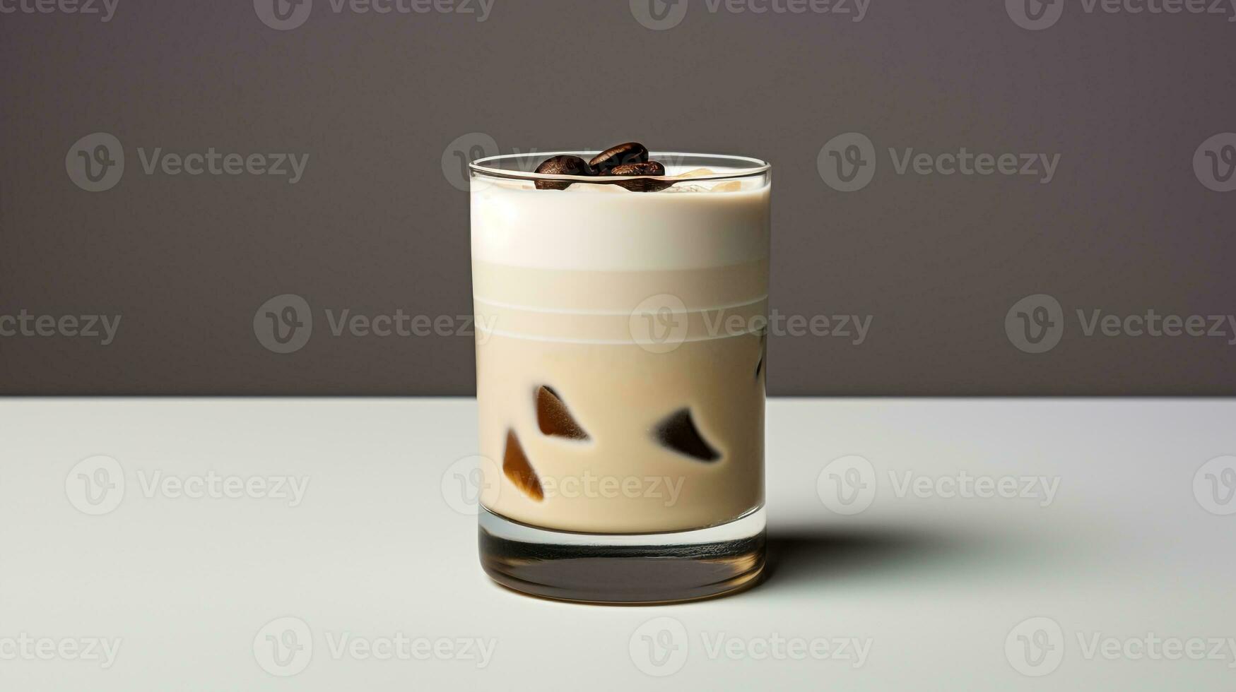 Photo of a White Russian isolated on flat white background. Generative AI