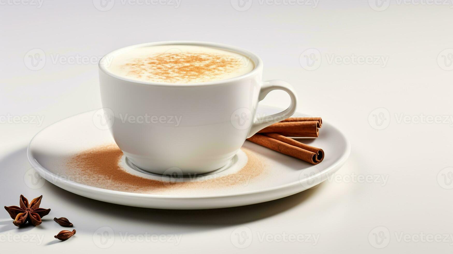 Photo of a Vanilla Rooibos Latte isolated on flat white background. Generative AI
