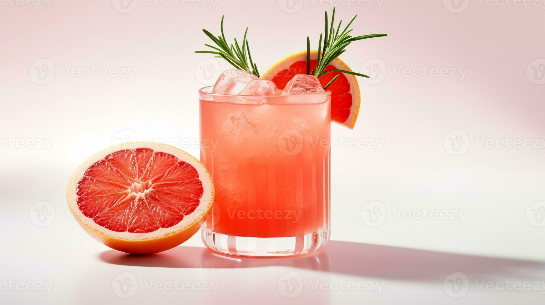 Photo of a Rosemary Grapefruit Spritz isolated on flat white background. Generative AI