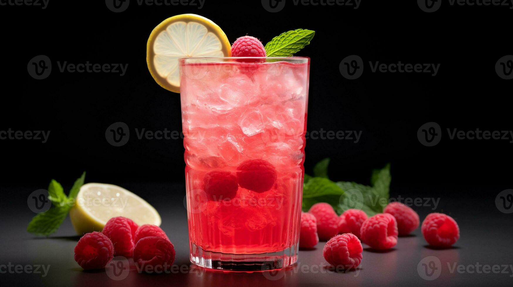 Photo of a Raspberry Lemonade isolated on flat white background. Generative AI