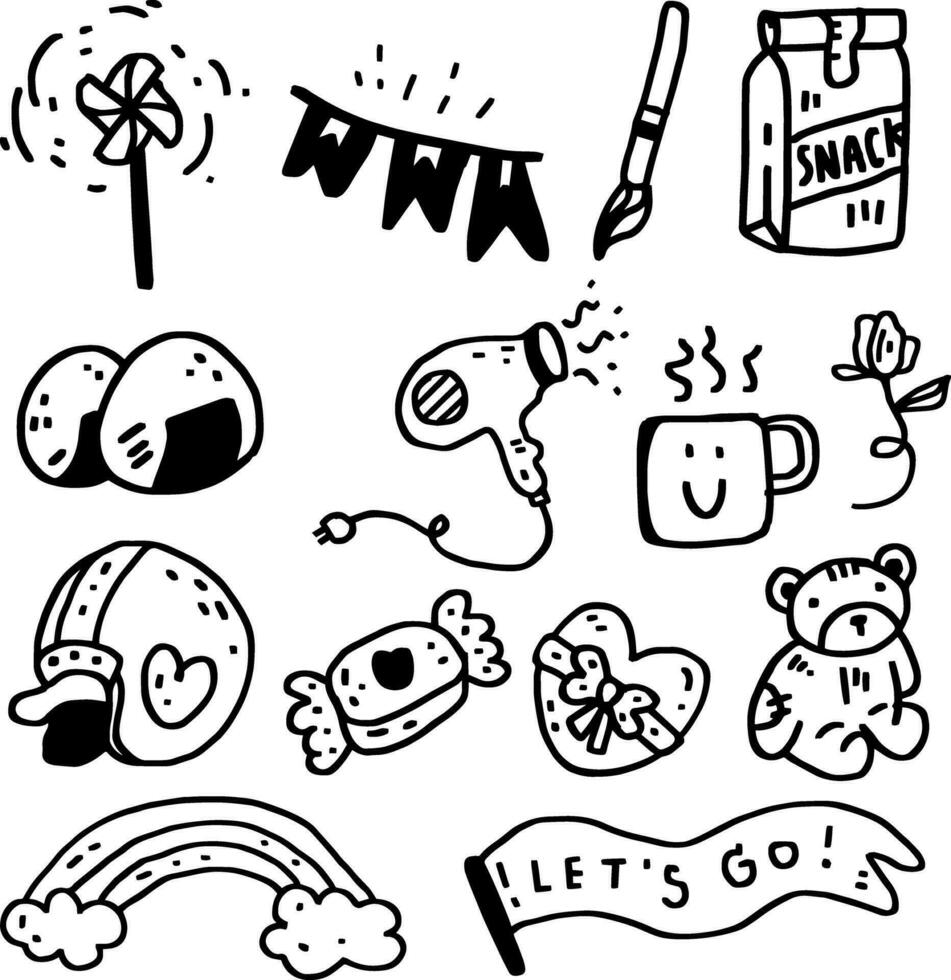 hand drawn cute doodle line vector