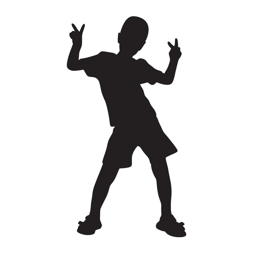chico bailando tinta silueta aislado en blanco antecedentes vector