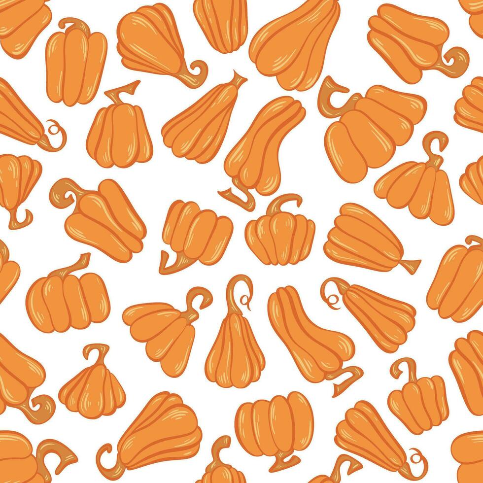 Bright colorful seamless pattern with orange pumpkins vector