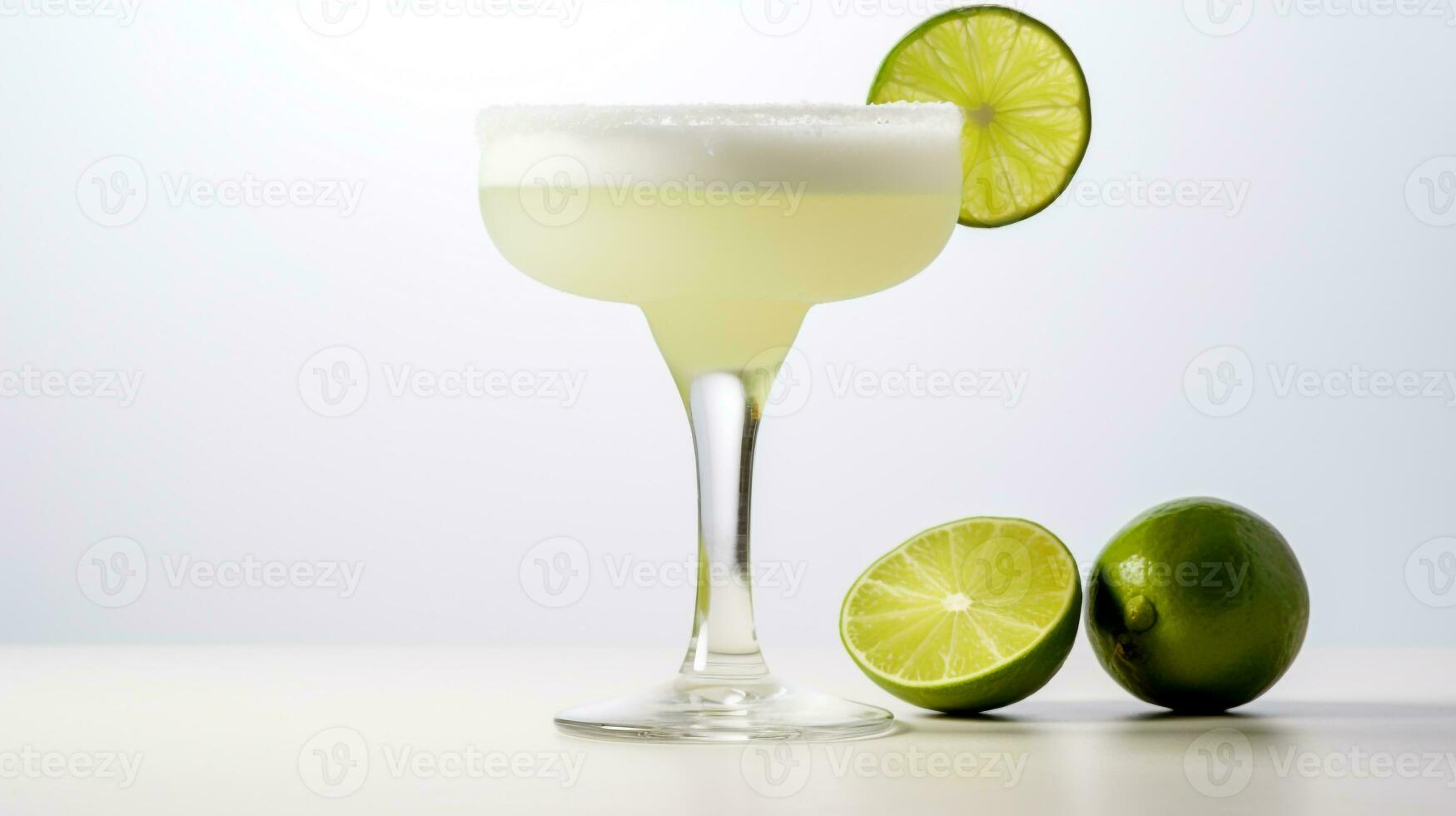 Photo of a Margarita isolated on flat white background. Generative AI