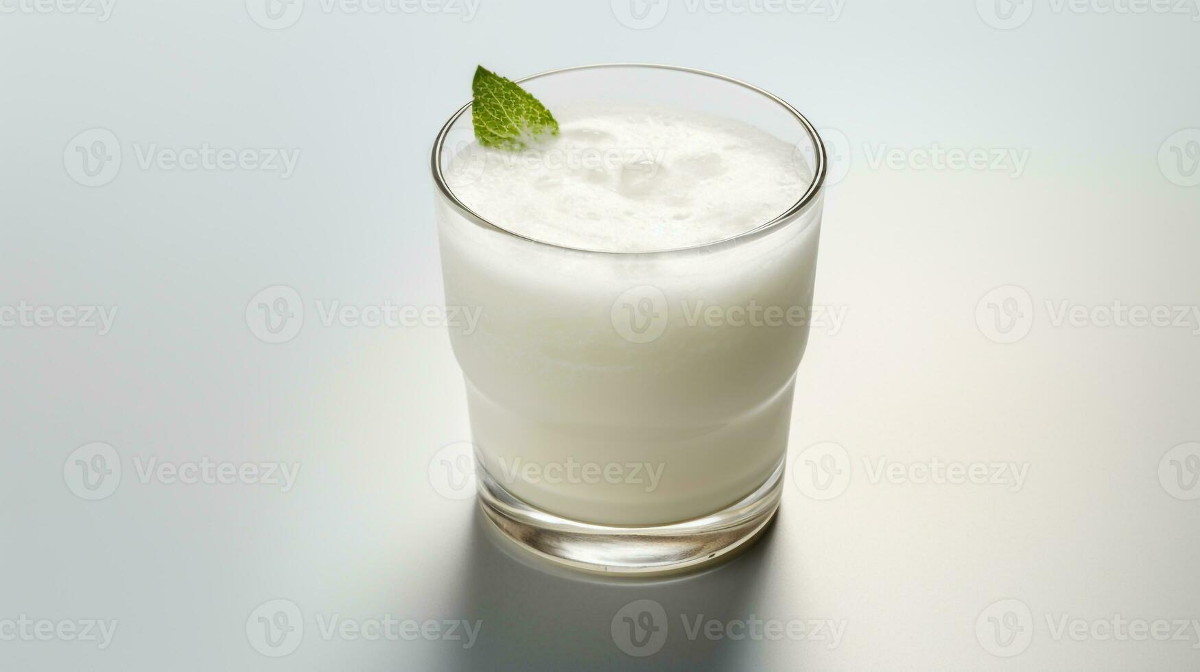 Photo of a Laban Ayran drink isolated on white background. Generative AI