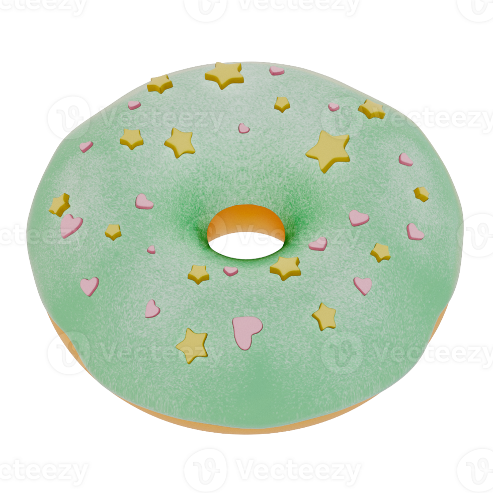 Donut isolated on transparent background . 3D rendering png