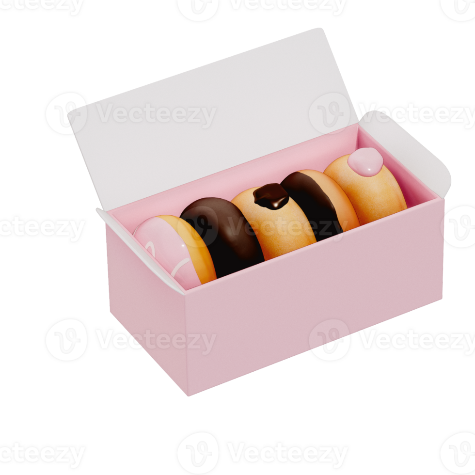 Donut isolated on transparent background . 3D rendering png