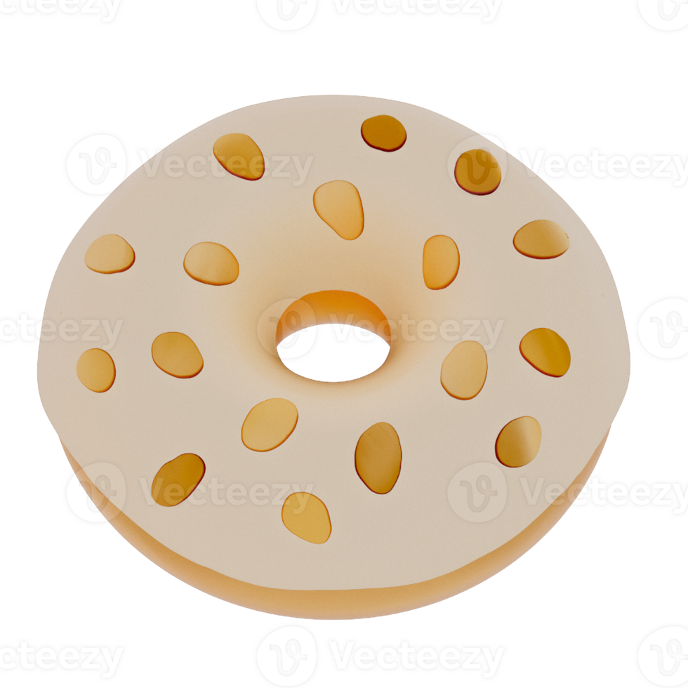 Donut isolated on transparent background . 3D rendering png