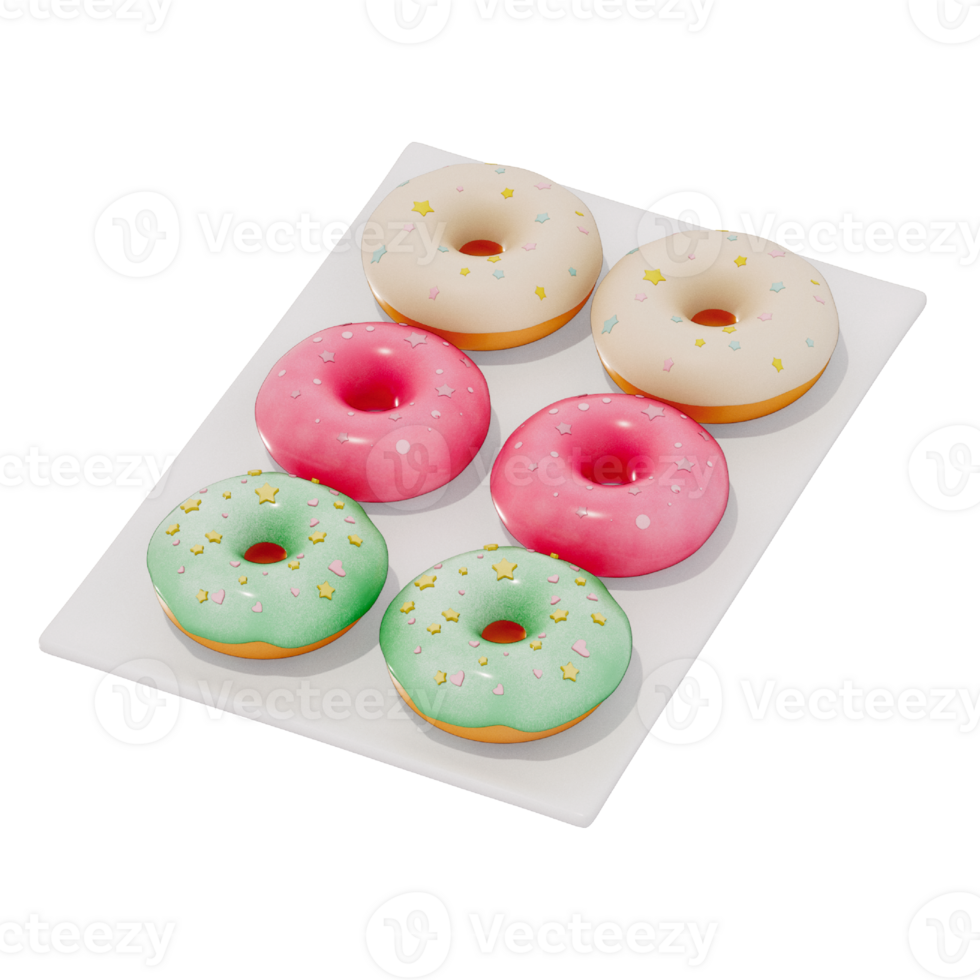 Donut isolated on transparent background . 3D rendering png