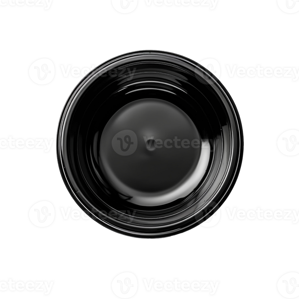 Plastic black empty round shaped container on the transparent background, created with generative AI png