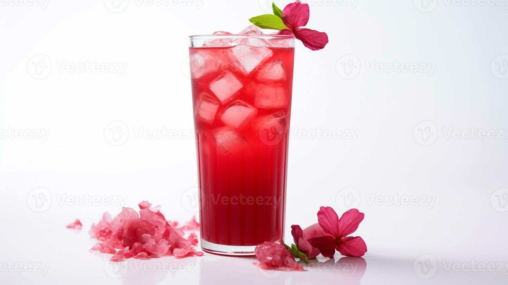 foto de un hibisco con hielo té bebida aislado en blanco antecedentes. generativo ai