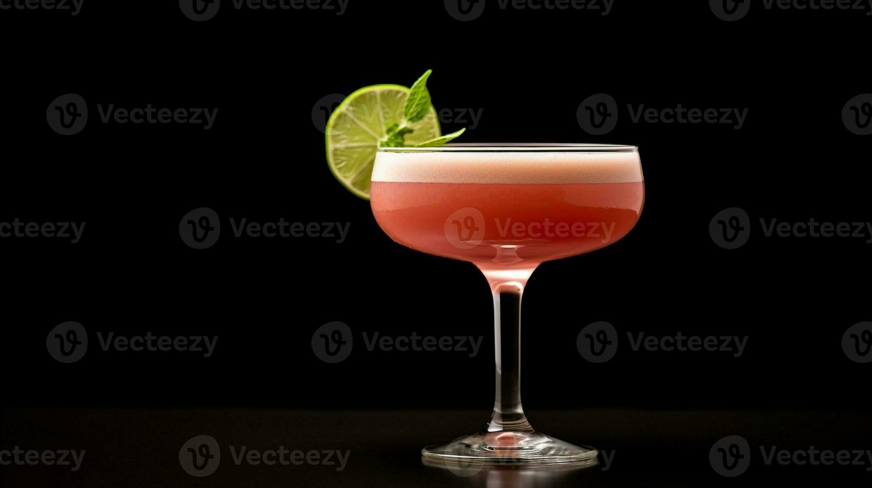 Photo of a Guava Margarita drink isolated on black background. Generative AI