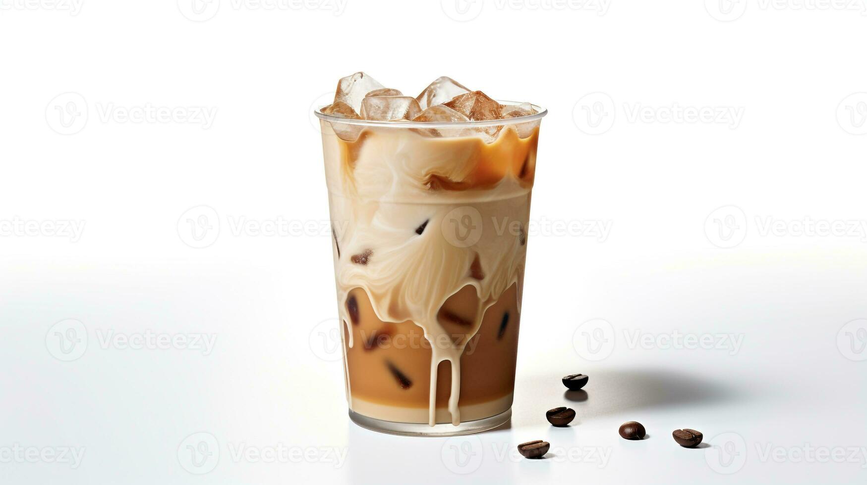 Photo of a Iced Coffee drink isolated on white background. Generative AI