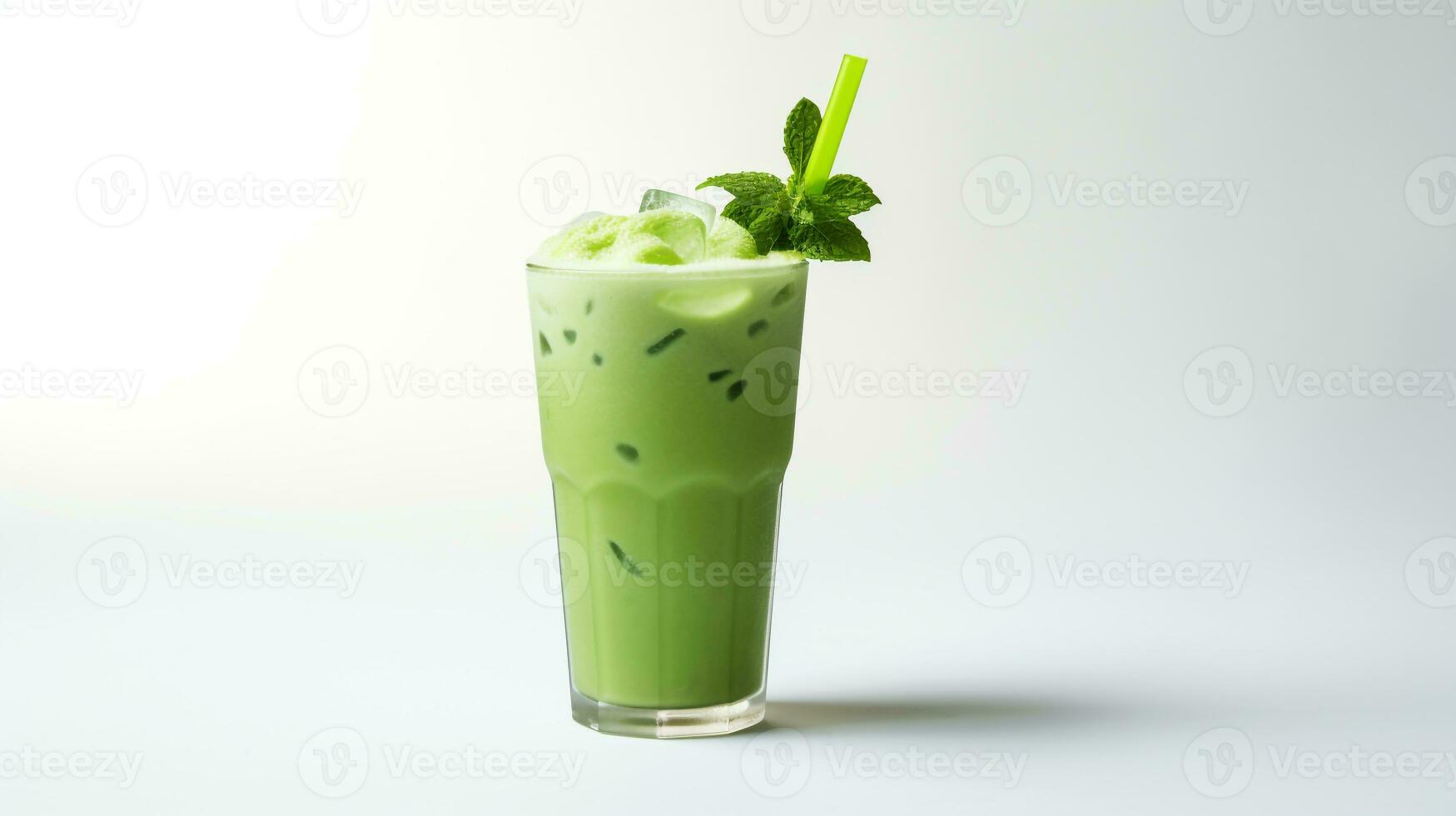 Photo of a Green Tea drink isolated on white background. Generative AI