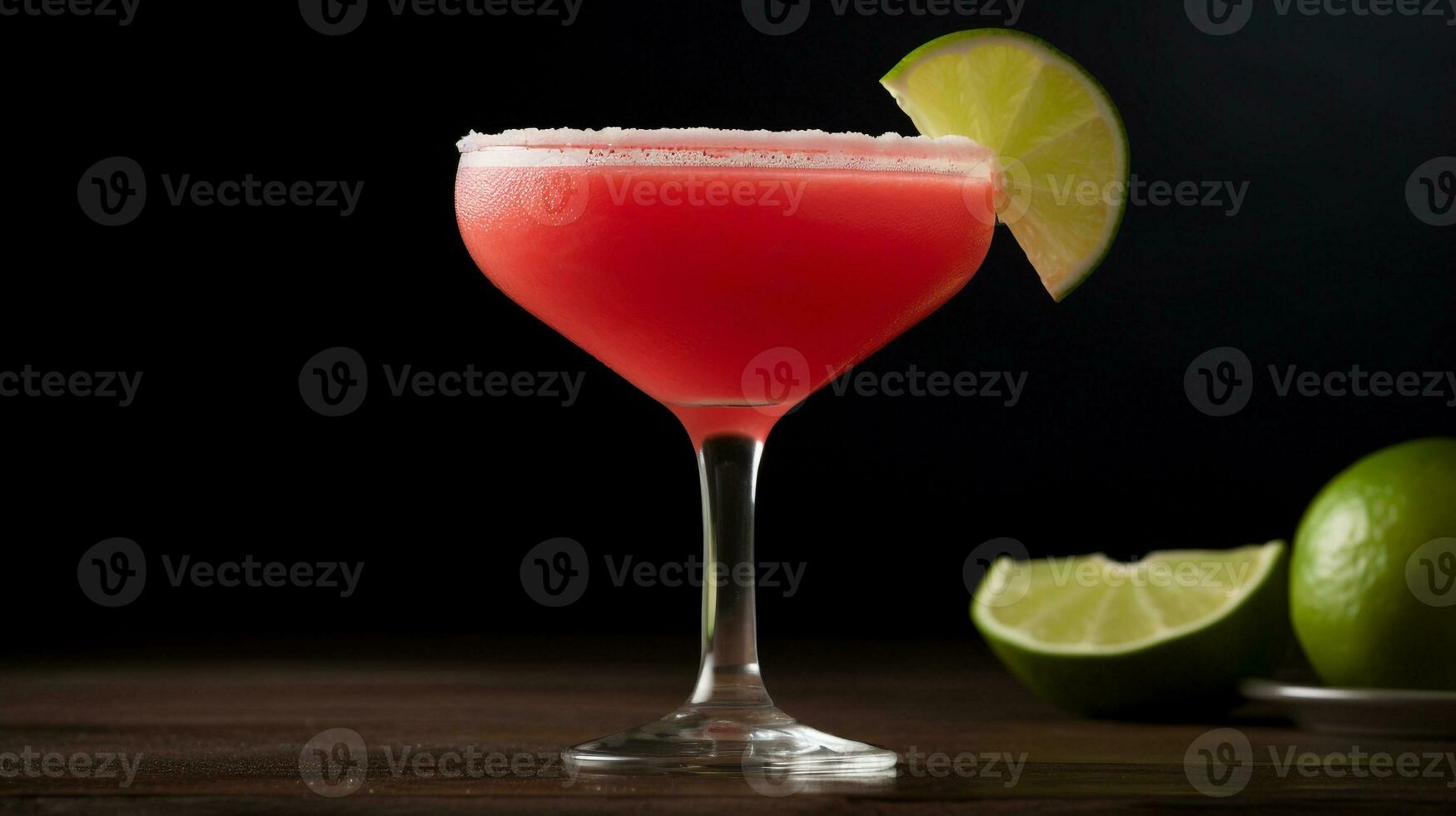 Photo of a Guava Margarita drink isolated on black background. Generative AI