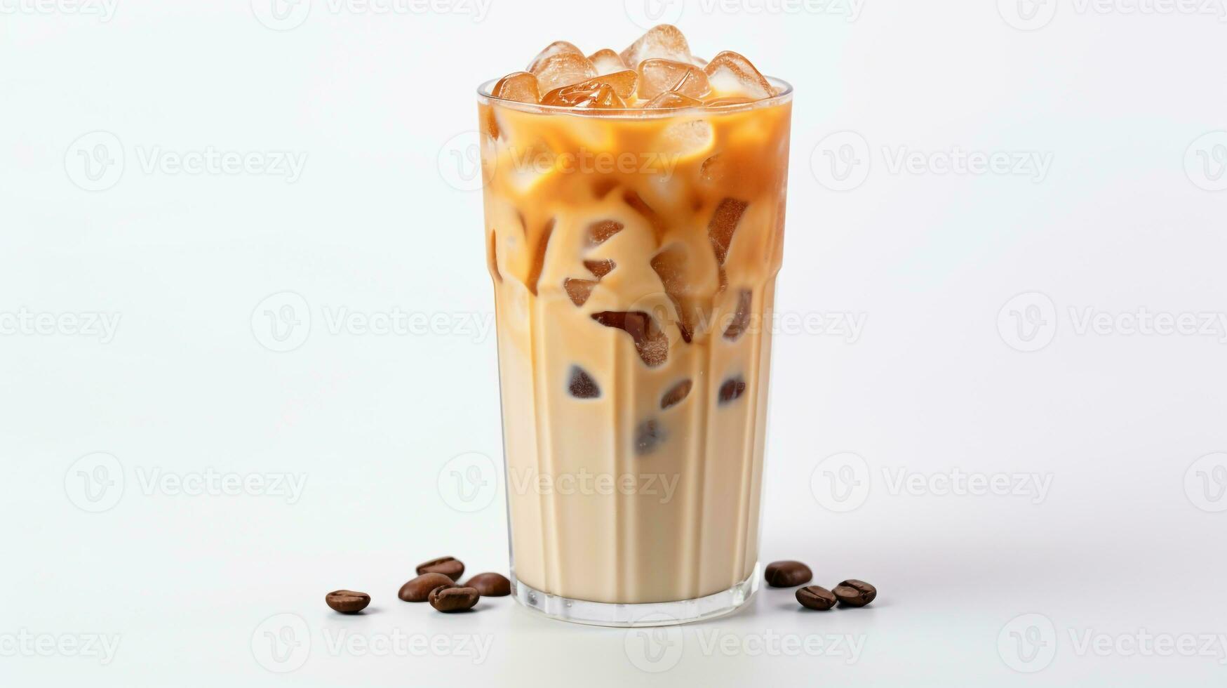 Photo of a Iced Chai Latte drink isolated on white background. Generative AI