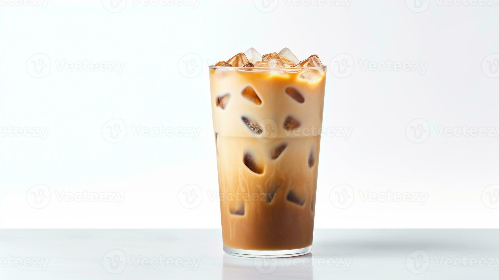 Photo of a Iced Chai Latte drink isolated on white background. Generative AI