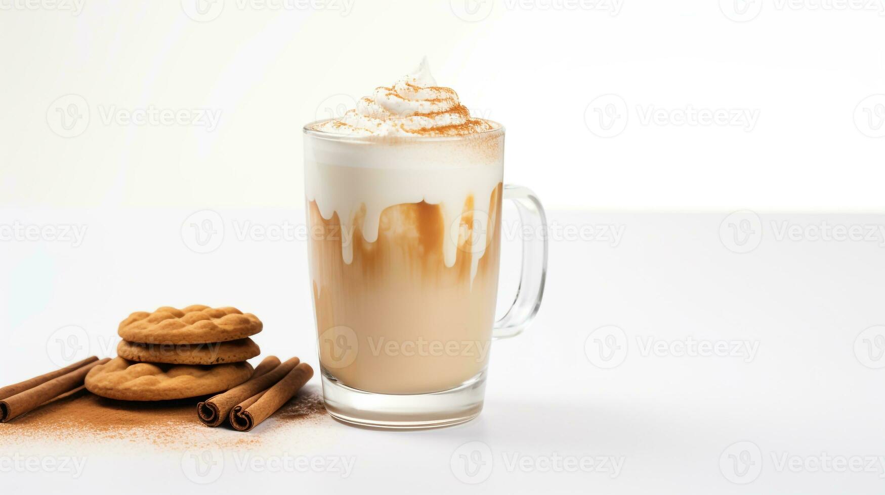 Photo of a Gingerbread Latte drink isolated on white background. Generative AI