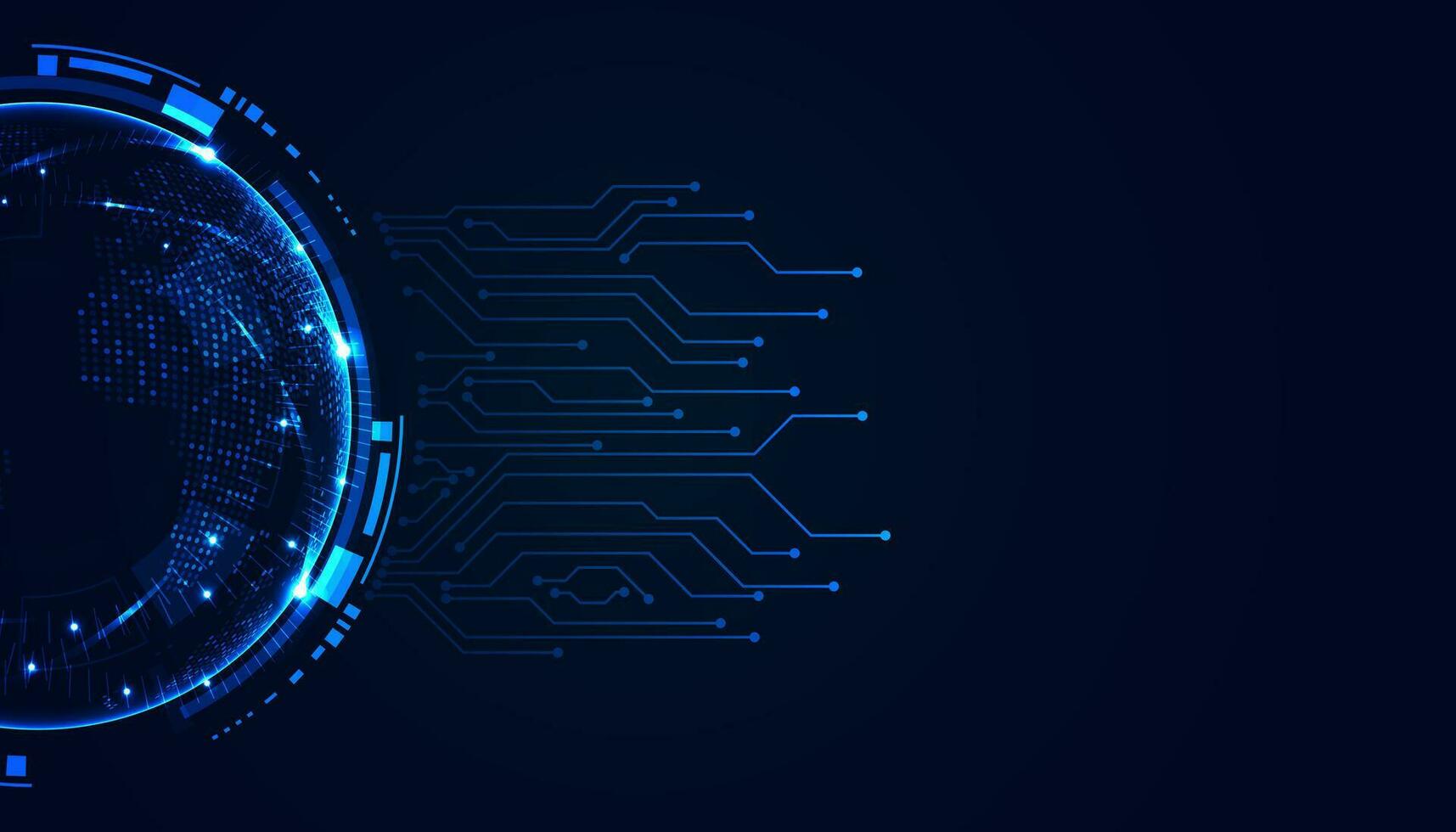 Abstract Circle Digital Circuit Concept Light Circle Network Connection Blue Digital Background Futuristic Modern. vector