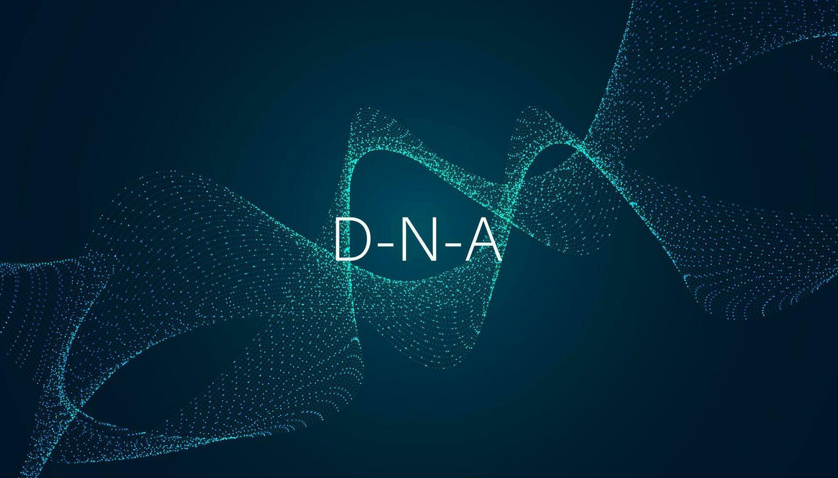 Abstract DNA digital flowing concept background DNA molecule helix medical genetic engineering On a modern green background vector