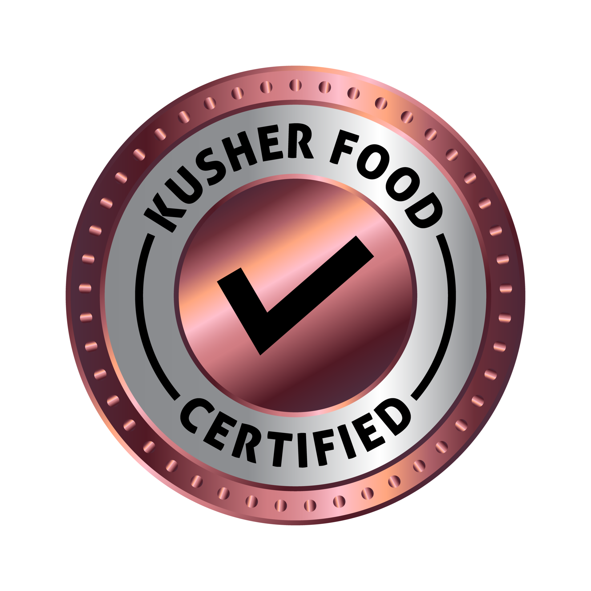 Kosher Food Certified Badge, Rubber Stamp, Emblem, 100 Percent Kosher