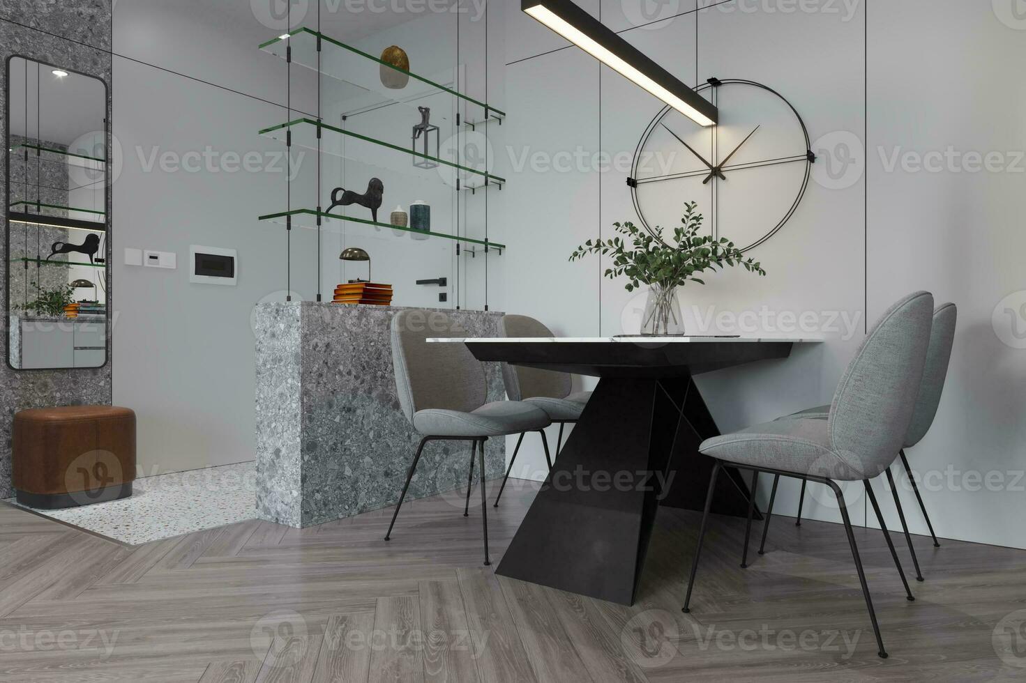 blanco y negro color característica para moderno eléctrico estilo interior. 3d representación foto