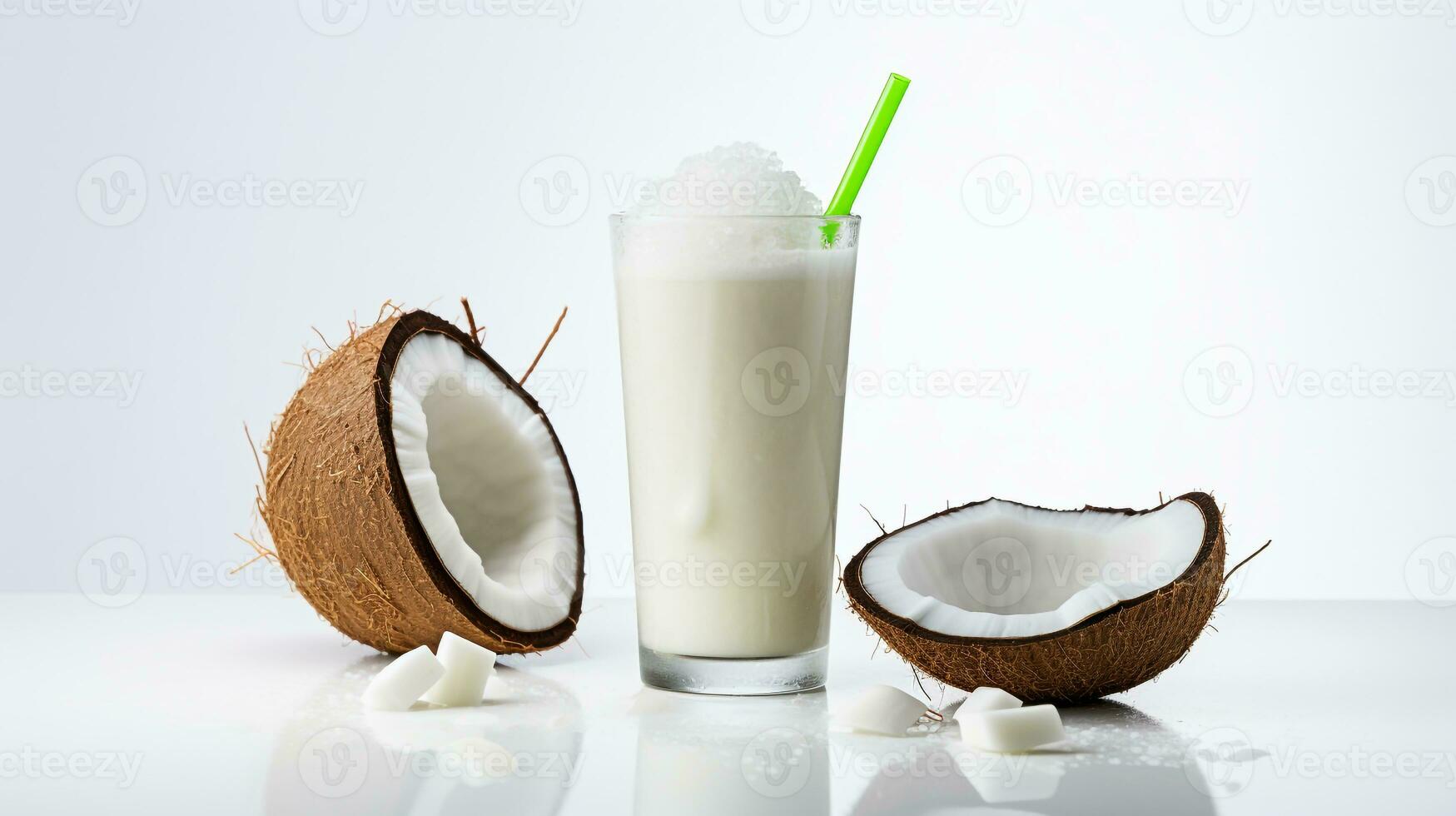 Photo of a Coconut Water drink isolated on white background. Generative AI