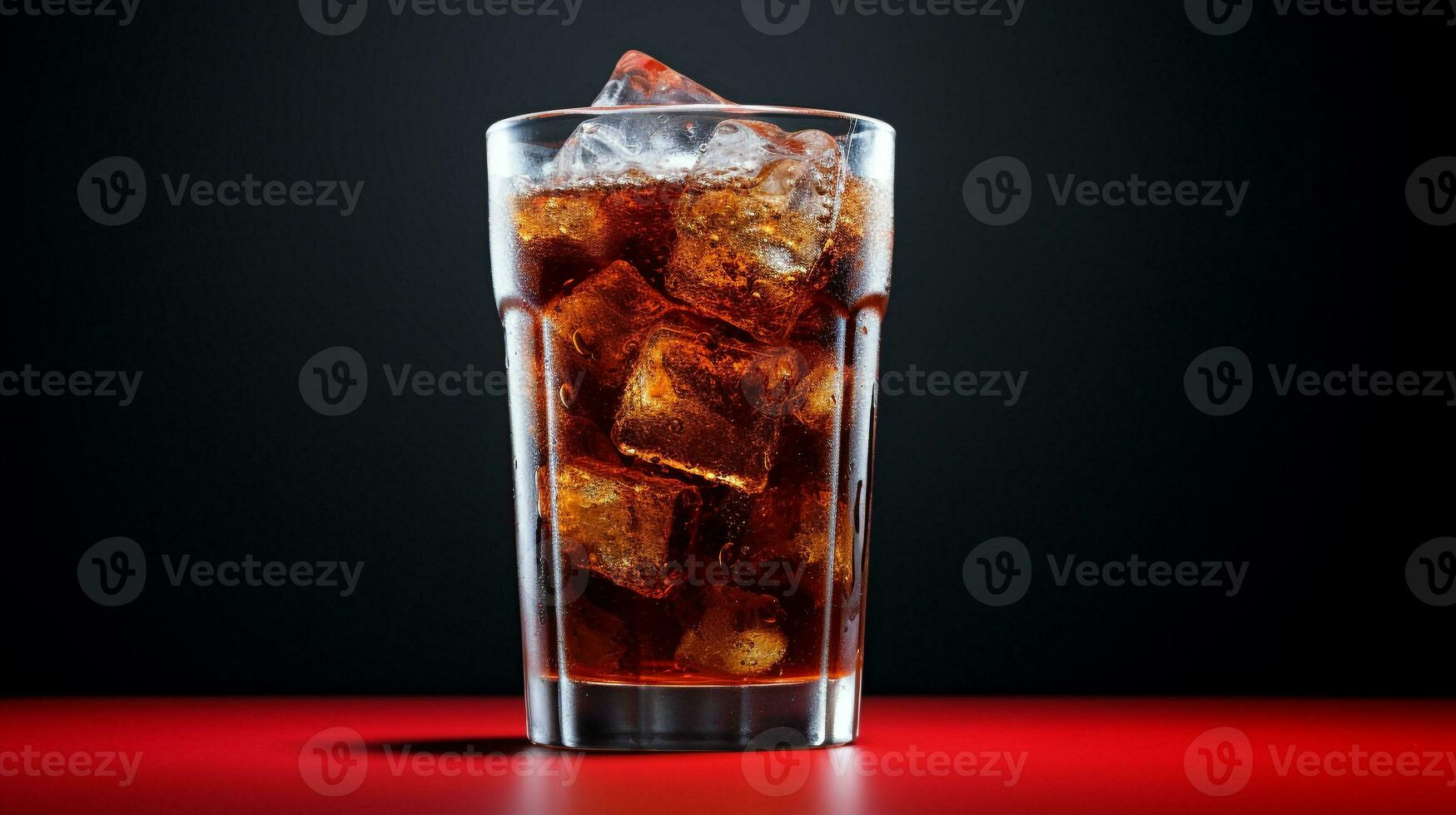 Photo of a Coca-Cola drink isolated on black background. Generative AI