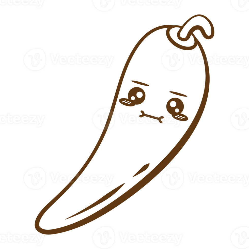Flat Face Chili Set Face Vegetable Line Style png