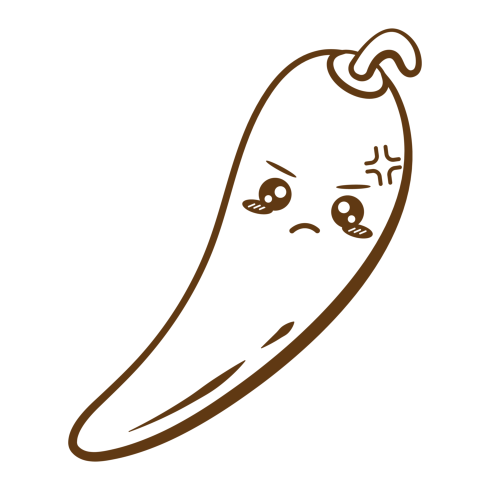 Angry Face Chili Set Face Vegetable Line Style png