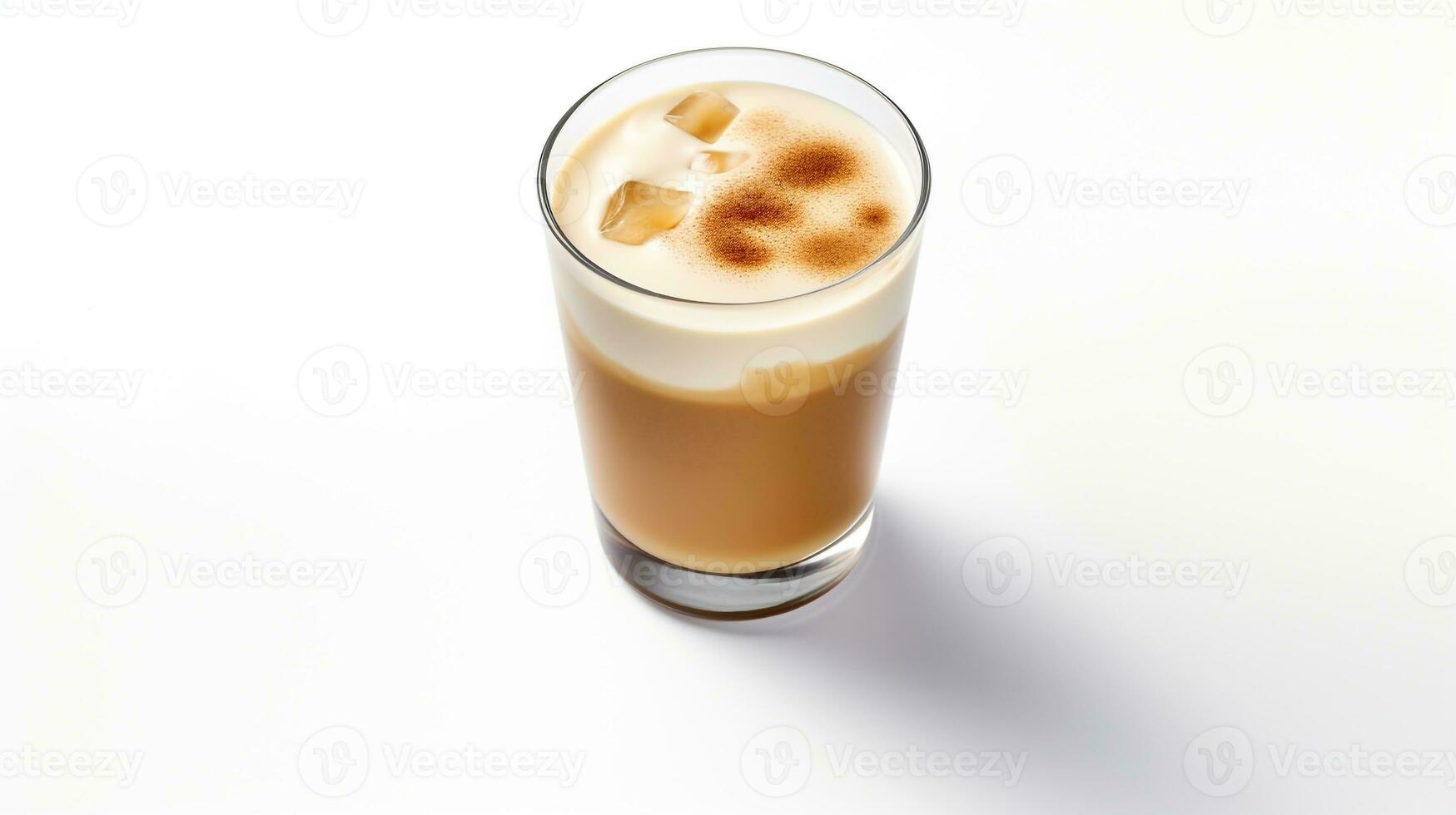Photo of a Chestnut Praline Latte drink isolated on white background. Generative AI