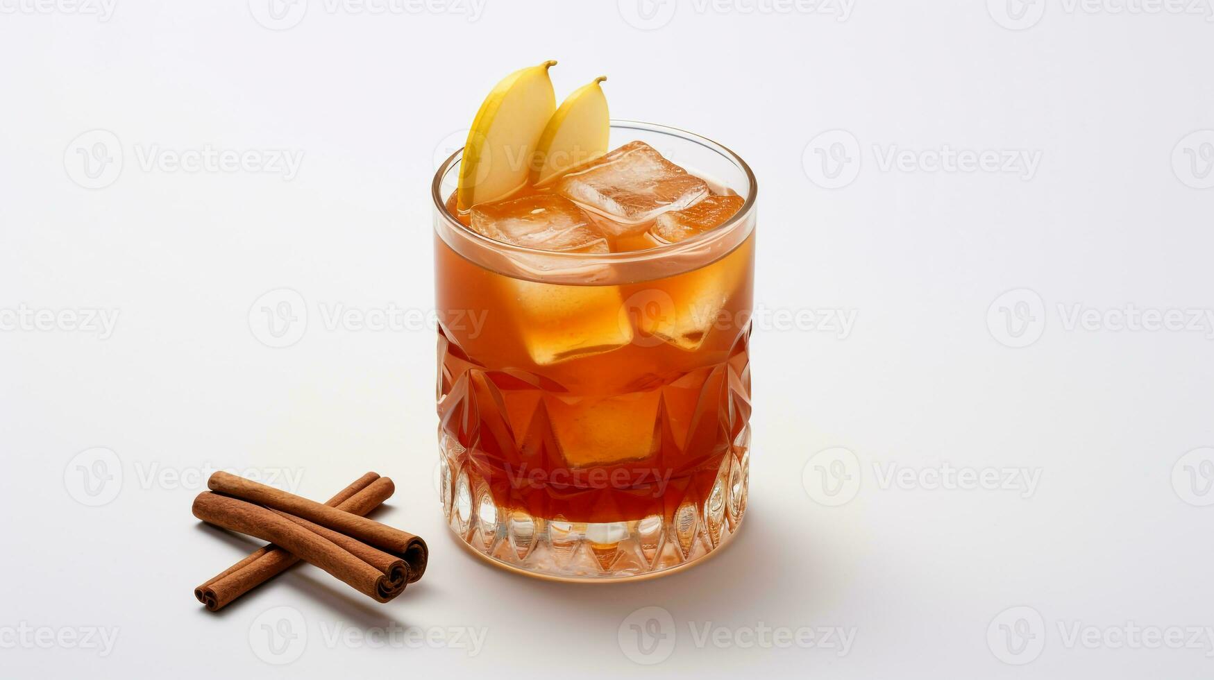 Photo of a Cinnamon Apple Tea drink isolated on white background. Generative AI