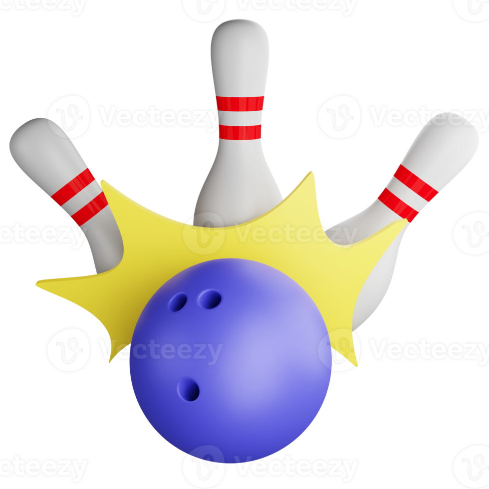 bowling palla colpire bowling perni clipart piatto design icona isolato su trasparente sfondo, 3d rendere sport e esercizio concetto png