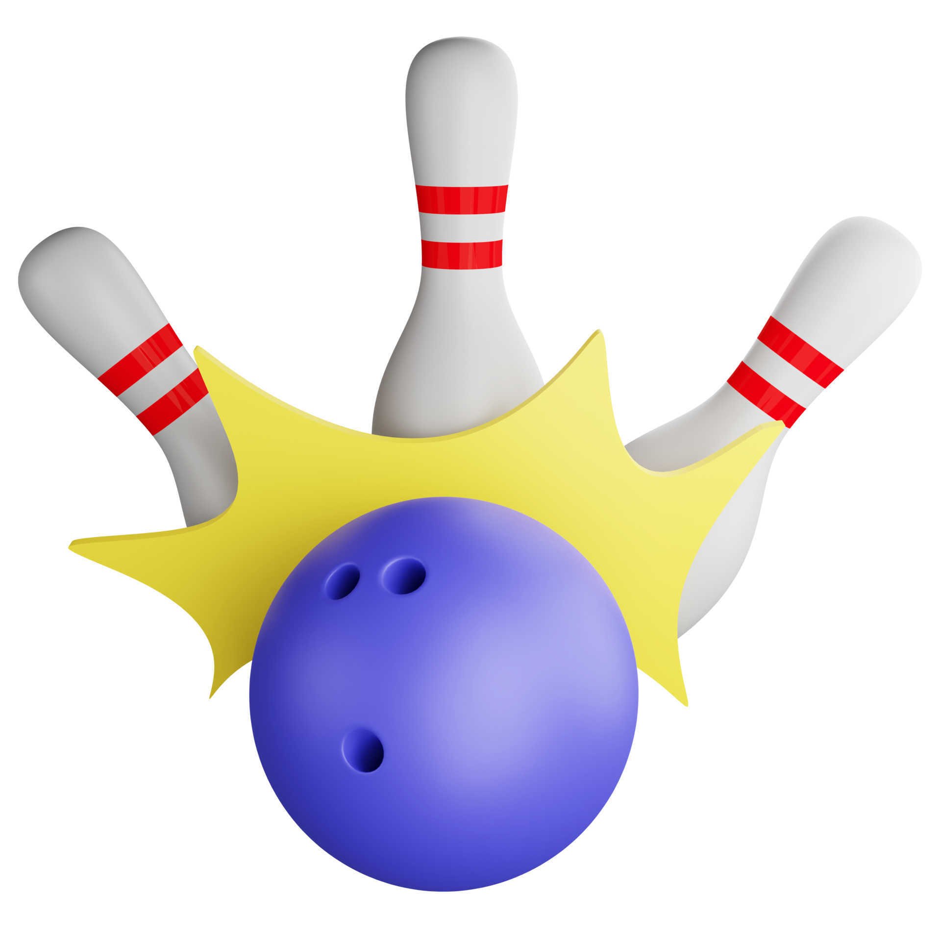 Bowling ball hit bowling pins clipart flat design icon isolated on