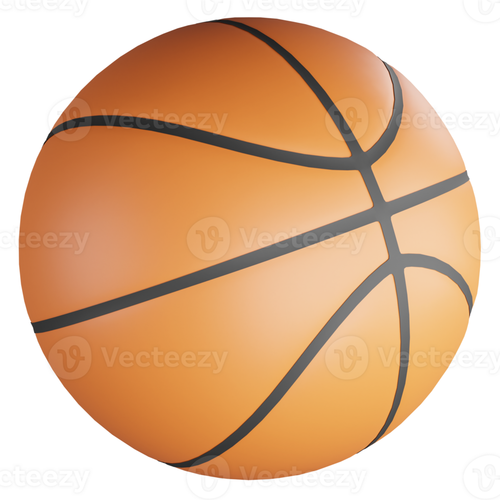 Basketball clipart flat design icon isolated on transparent background, 3D render sport and exercise concept png