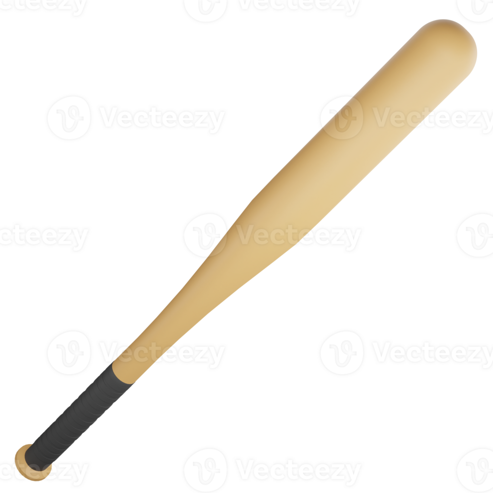 Baseball bat clipart flat design icon isolated on transparent background, 3D render sport and exercise concept png