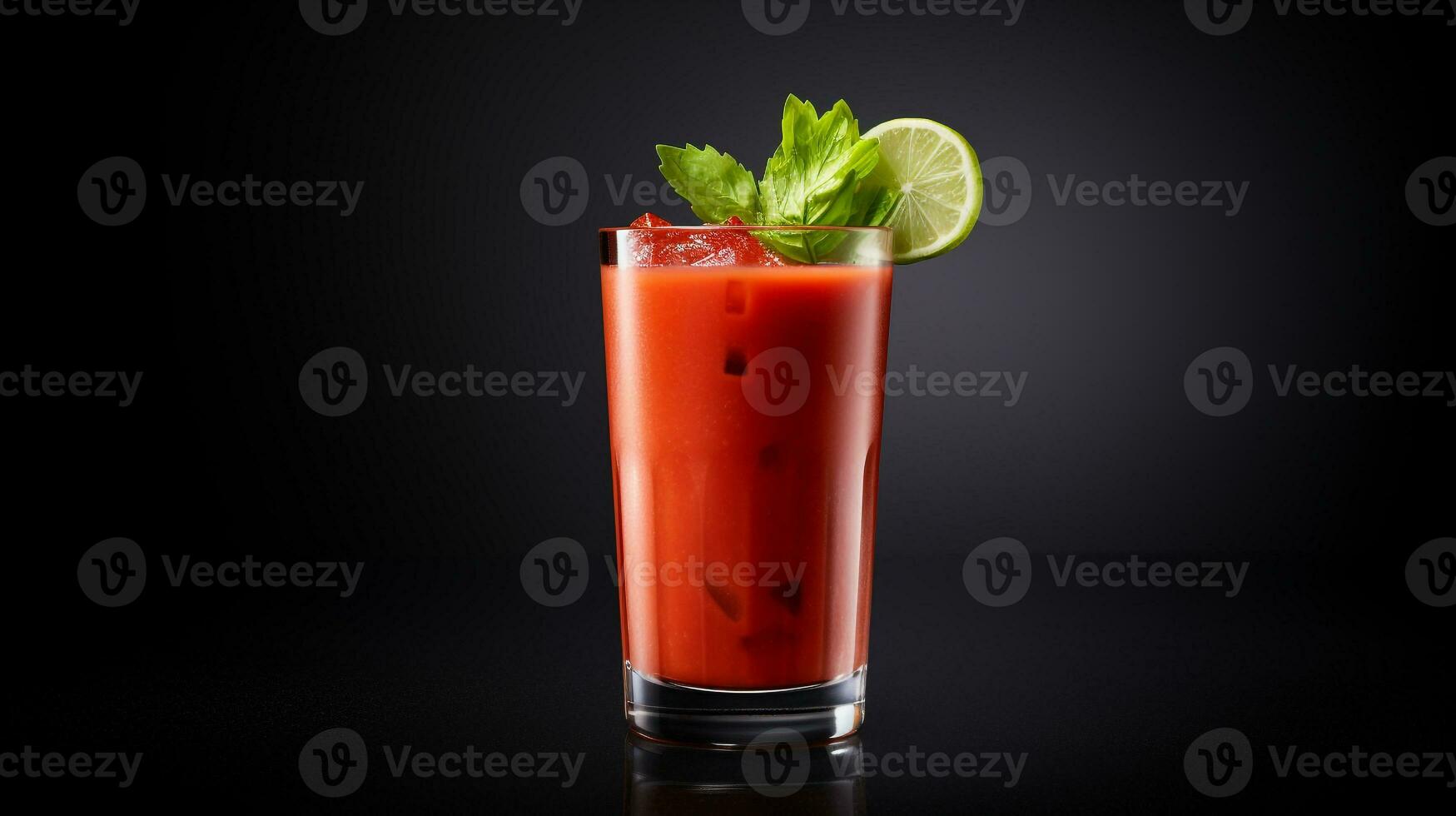 Photo of a Bloody Mary drink isolated on black background. Generative AI