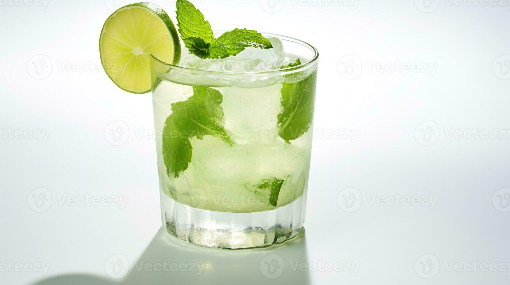 Photo of a Caipirinha drink isolated on white background. Generative AI