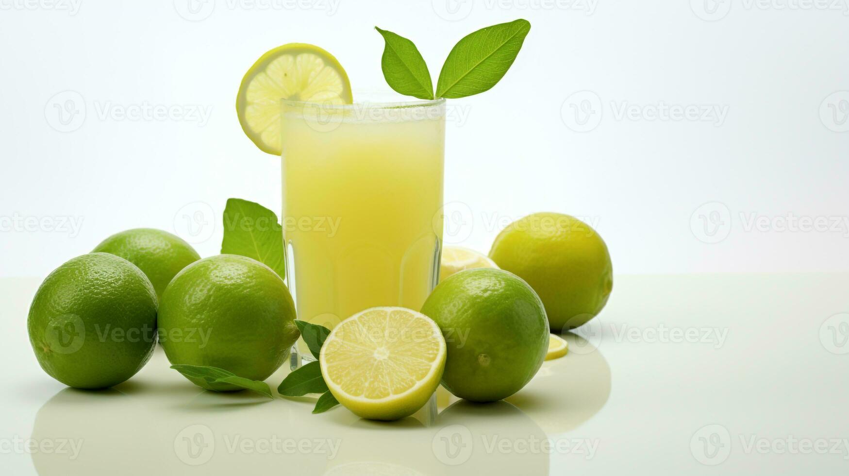 Photo of a Calamansi Juice drink isolated on white background. Generative AI
