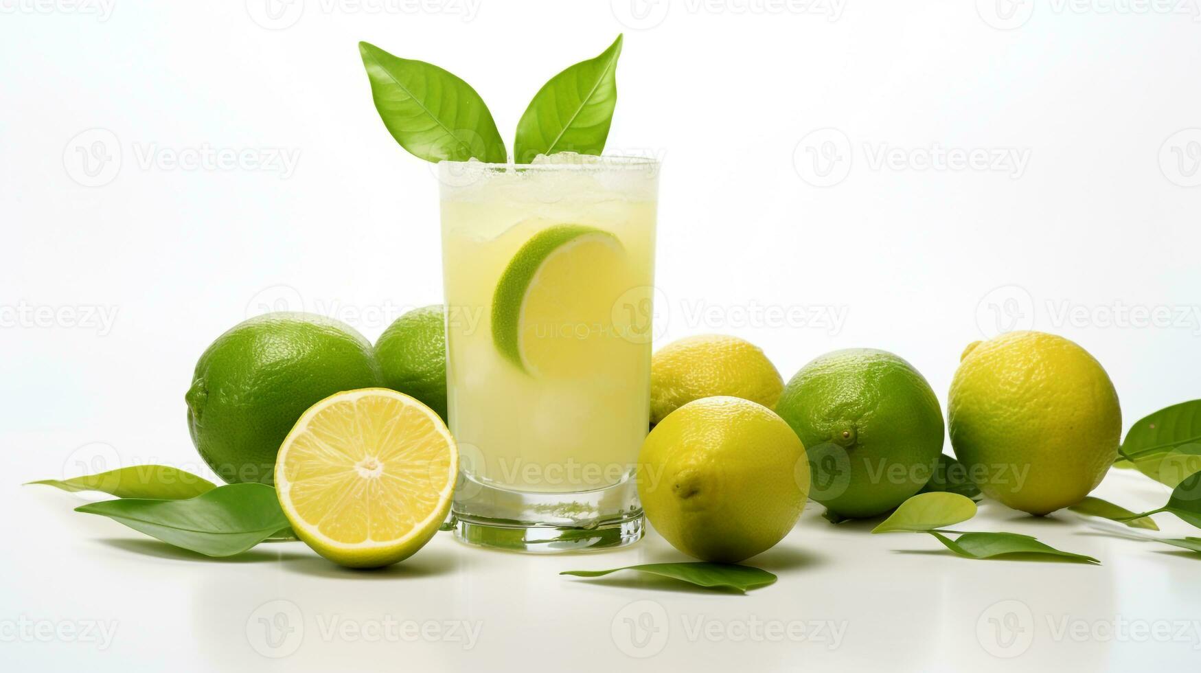 Photo of a Calamansi Juice drink isolated on white background. Generative AI