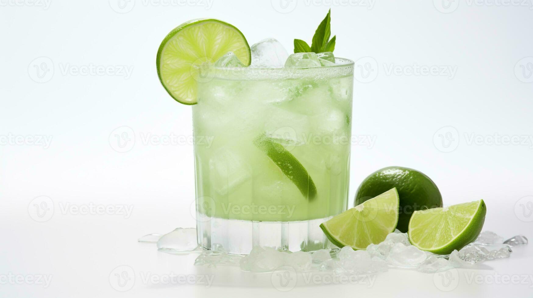 Photo of a Caipirinha drink isolated on white background. Generative AI