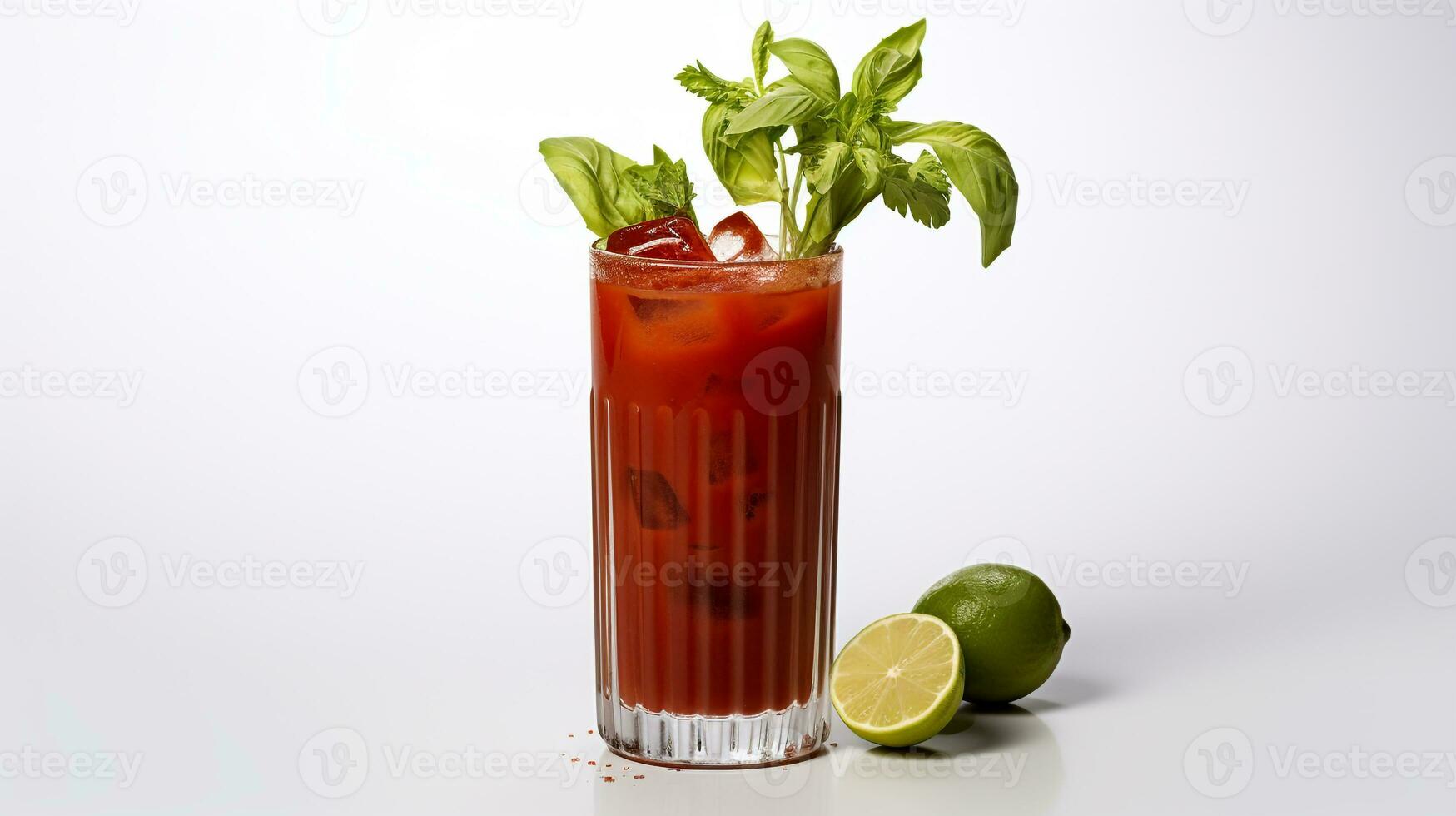 Photo of a Bloody Mary drink isolated on white background. Generative AI