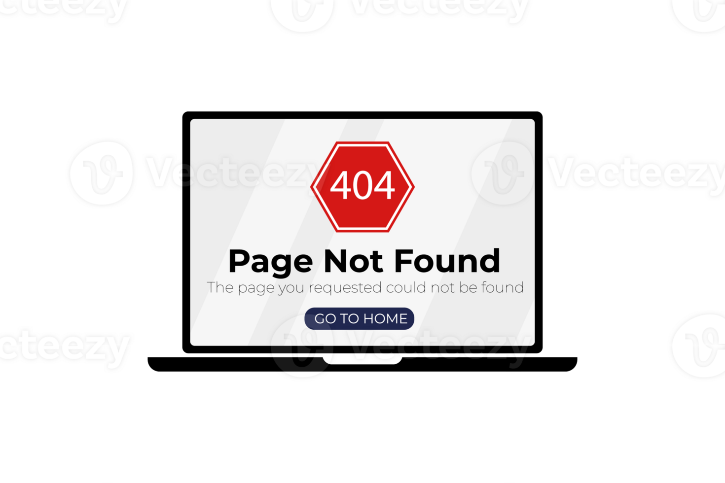 Illustration 404 error page not found banner. Laptop with warning sign and text 404. System error, broken page. For website. Web Template. png