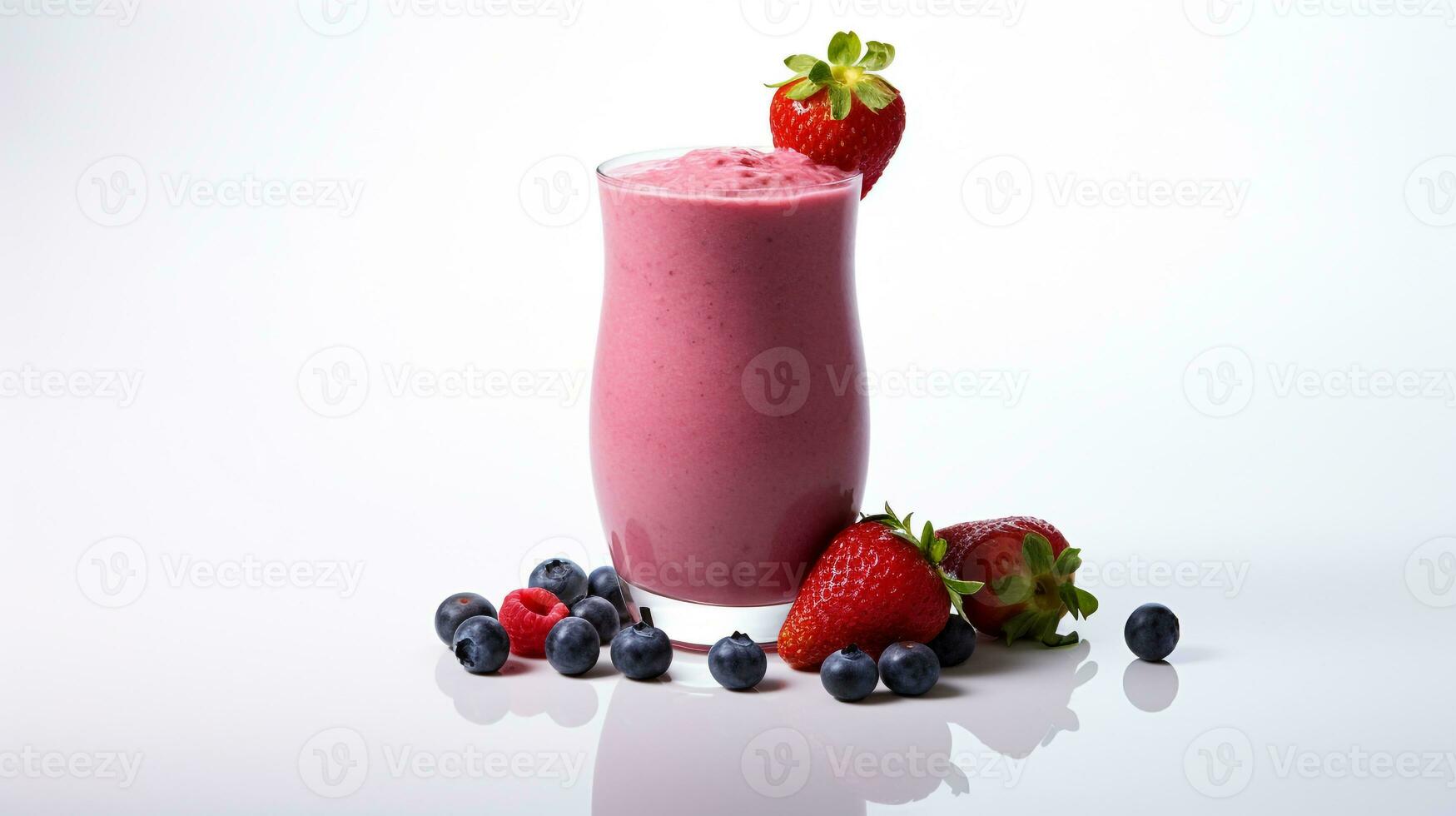 Photo of a Berry Smoothie isolated on white background. Generative AI