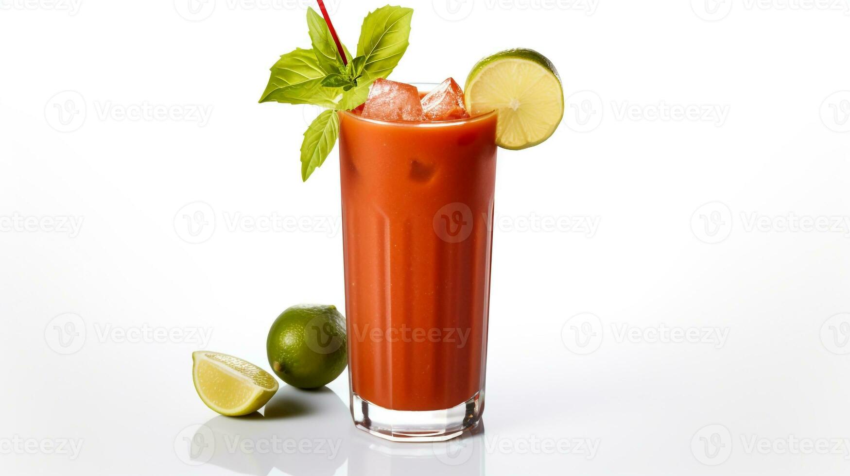 Photo of a Bloody Mary drink isolated on white background. Generative AI