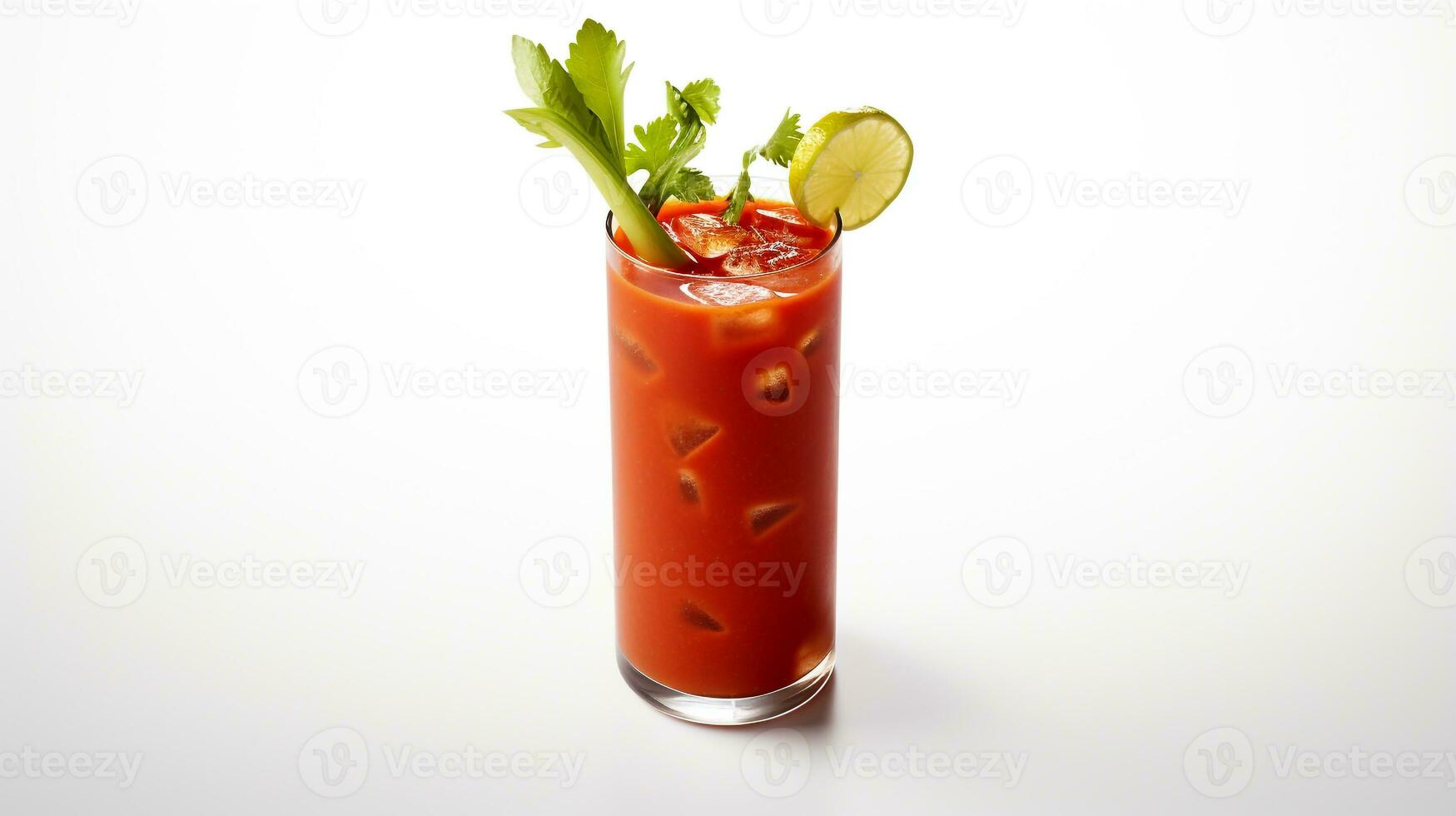 Photo of a Bloody Mary drink isolated on white background. Generative AI
