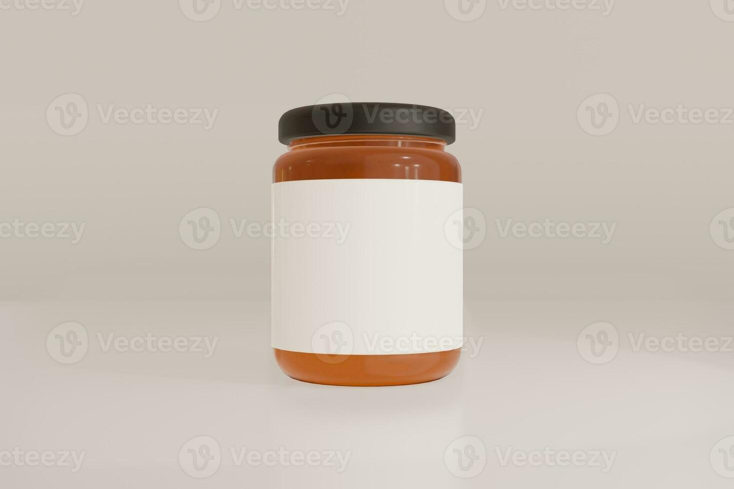 a jar of honey with a blank label on it photo