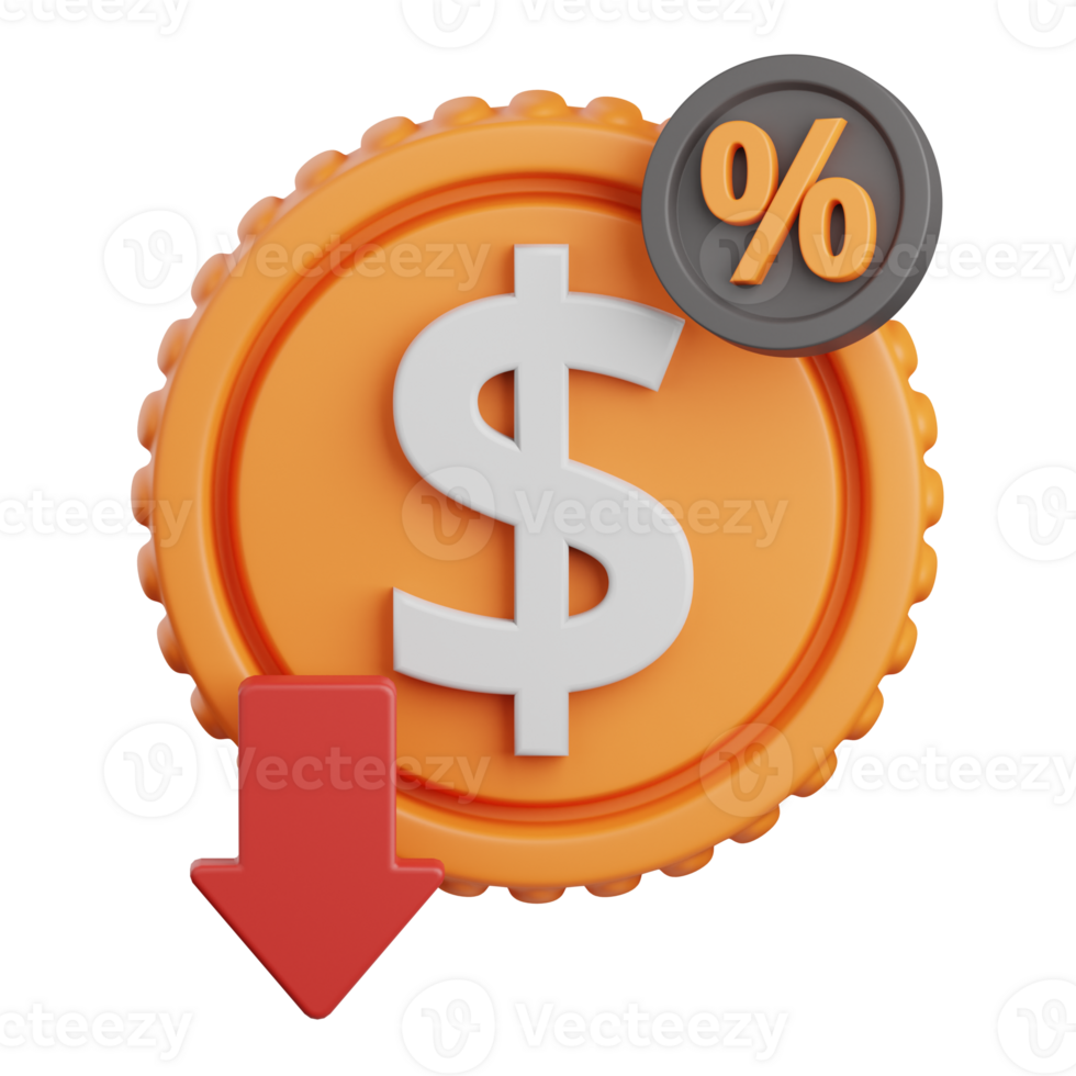 3d rendering price down isolated useful for sale, discount, advertising, promo and marketing design png